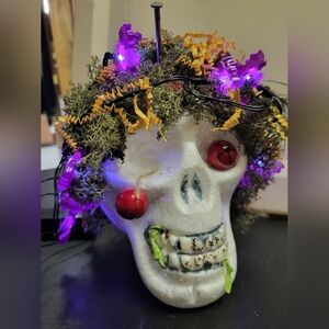 Decorative Skull with purple bat lights